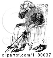 Poster, Art Print Of Retro Vintage Black And White Old Man Sitting