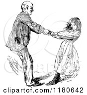 Poster, Art Print Of Retro Vintage Black And White Girl And Grandfather Dancing