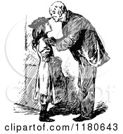 Clipart Of A Retro Vintage Black And White Girl And Grandfather Royalty Free Vector Illustration