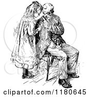 Clipart of a Vintage Black and White Grandfather and Children - Royalty ...