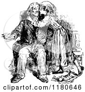 Poster, Art Print Of Retro Vintage Black And White Girl And Grandfather