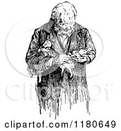 Poster, Art Print Of Retro Vintage Black And White Old Man Carrying Dolls