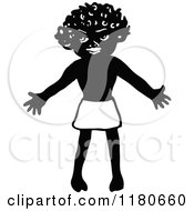 Clipart Of A Retro Vintage Black And White Welcoming African Boy Royalty Free Vector Illustration
