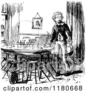 Poster, Art Print Of Retro Vintage Black And White Boy At A Table With Cocktail Glasses