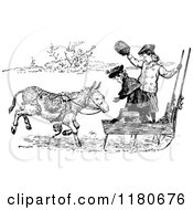 Poster, Art Print Of Retro Vintage Black And White Girls With A Donkey Sled