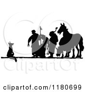 Clipart Of A Silhouetted Fox People And Animals Royalty Free Vector Illustration