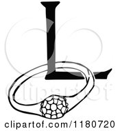 Clipart Of A Retro Vintage Black And White Letter L And Engagement Ring Royalty Free Vector Illustration