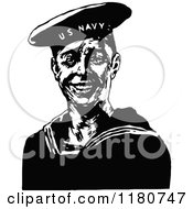Poster, Art Print Of Retro Vintage Black And White Navy Sailor