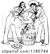 Clipart Of A Retro Vintage Black And White Man Being Dunked In Flour By Sailors Royalty Free Vector Illustration by Prawny Vintage
