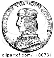 Clipart Of A Retro Vintage Black And White Charles VIII King Of France Coin Royalty Free Vector Illustration by Prawny Vintage
