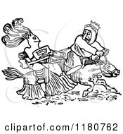 Clipart Of A Retro Vintage Black And White Knight And King On Horseback Royalty Free Vector Illustration by Prawny Vintage