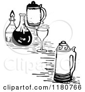 Clipart Of A Retro Vintage Black And White Kitchen Items Royalty Free Vector Illustration
