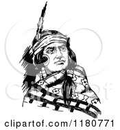 Poster, Art Print Of Retro Vintage Black And White Native American Man
