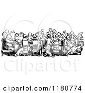 Poster, Art Print Of Retro Vintage Black And White Crowd Of People Dining