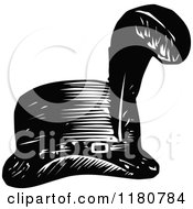 Clipart Of A Retro Vintage Black And White Hat With Feather Royalty Free Vector Illustration