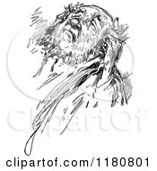 Clipart Of A Retro Vintage Black And White Crying Man Royalty Free Vector Illustration