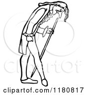 Clipart Of A Retro Vintage Black And White Man Bowing Royalty Free Vector Illustration
