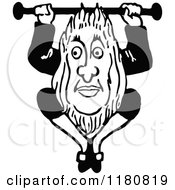 Clipart Of A Retro Vintage Black And White Weird Man Royalty Free Vector Illustration