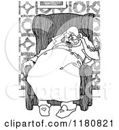 Clipart Of A Retro Vintage Black And White Old Man In A Chair Royalty Free Vector Illustration