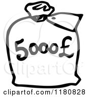 Clipart Of A Retro Vintage Black And White Money Sack Royalty Free Vector Illustration