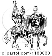 Poster, Art Print Of Retro Vintage Black And White Men On Horseback