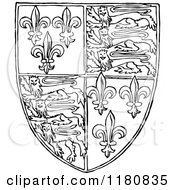 Clipart Of A Retro Vintage Black And White Royal Arms Of England Shield Royalty Free Vector Illustration