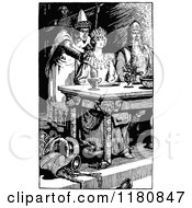 Clipart Of A Retro Vintage Black And White Dining King And Queen Royalty Free Vector Illustration