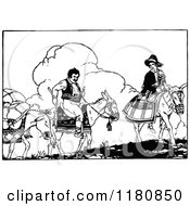 Clipart Of Retro Vintage Black And White Men And Donkeys Royalty Free Vector Illustration by Prawny Vintage