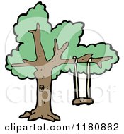 Cartoon Of A Tree With A Swing Royalty Free Vector Illustration by lineartestpilot