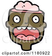 Cartoon Of An Black Mans Head And Brains Royalty Free Vector Illustration