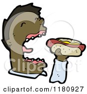 Cartoon Of An Black Man Eating A Hot Dog Royalty Free Vector Illustration by lineartestpilot