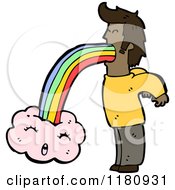 Cartoon Of An Black Man Vomiting A Rainbow Royalty Free Vector Illustration