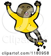 Cartoon Of An Black Man Jumping Royalty Free Vector Illustration
