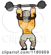 Cartoon Of An Black Man Lifting A Barbell Royalty Free Vector Illustration by lineartestpilot