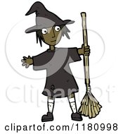 Cartoon Of A Black Girl Wearing A Witch Costume Royalty Free Vector Illustration by lineartestpilot