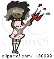 Cartoon Of A Black Girl In A Devil Cosume Royalty Free Vector Illustration by lineartestpilot