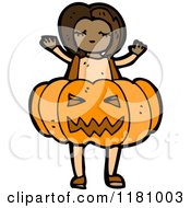 Poster, Art Print Of Black Girl Wearing A Jack O Lantern Costume