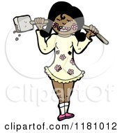 Cartoon Of A Black Girl Holding A Barbell Royalty Free Vector Illustration