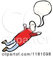 Cartoon Of A Man Flying And Speaking Royalty Free Vector Illustration