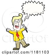 Cartoon Of A Man With A Microphone Speaking Royalty Free Vector Illustration by lineartestpilot