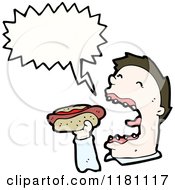 Cartoon Of A Man Eating A Hot Dog And Speaking Royalty Free Vector Illustration by lineartestpilot