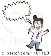 Cartoon Of A Man With A Microphone Speaking Royalty Free Vector Illustration