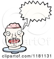 Cartoon Of A Mans Head And Brains Speaking Royalty Free Vector Illustration