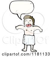 Cartoon Of A Man In A Bath Towell Speaking Royalty Free Vector Illustration by lineartestpilot