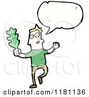 Cartoon Of A Man Holding A Leaf Speaking Royalty Free Vector Illustration