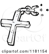 Cartoon Of A Silver Cross On A Chain Royalty Free Vector Illustration