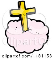 Cartoon Of A Golden Cross On A Cloud Royalty Free Vector Illustration