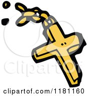 Cartoon Of A Golden Cross On A Chain Royalty Free Vector Illustration