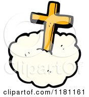 Cartoon Of A Golden Cross On A Cloud Royalty Free Vector Illustration