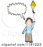 Cartoon Of A Boy Flying A Kite Speaking Royalty Free Vector Illustration by lineartestpilot